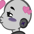 pizzap1Chatkiss2: a grey chat creature blowing a kiss back
