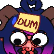 pizzap1Dum: Pizza with googly eyes and a DUM sign