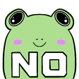 pizzap1Frogno: a frog holding a NO sign