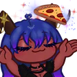 pizzap1Lovepizza: Pizza cheering at a flying slice of pizza